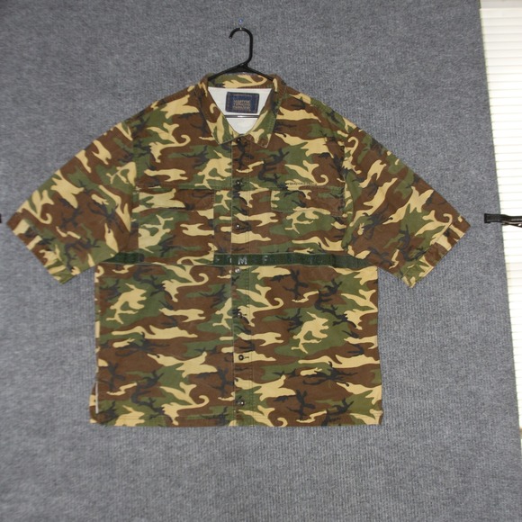 Marithe Francois Girbaud Button Up Shirt Mens XXXL Camouflage Short Sleeve